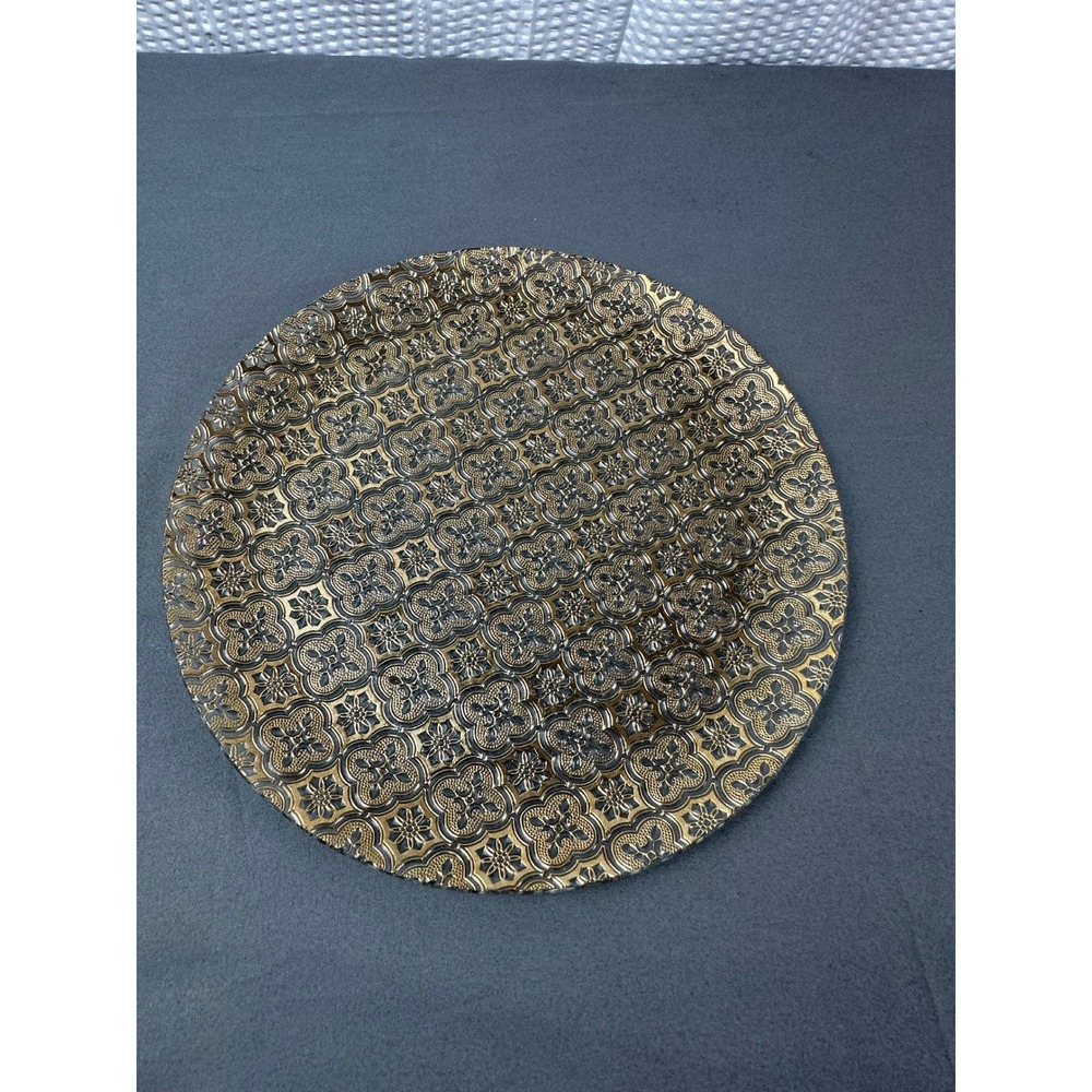 MCM Georges Briard IBERIA 22K Gold Embossed Round Tray Danish 11in